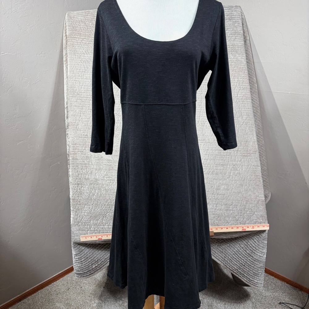 Toad&Co Eco Organic Cotton Tencel Knit Dress Black 3/4 Sleeve Medium